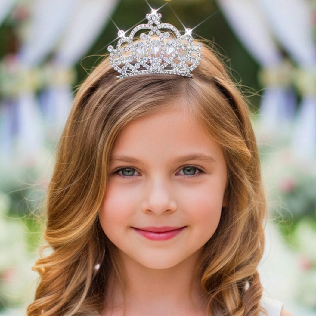 Kilshye Mini Tiara Comb Silver Small Tiara Hair Comb for Girls