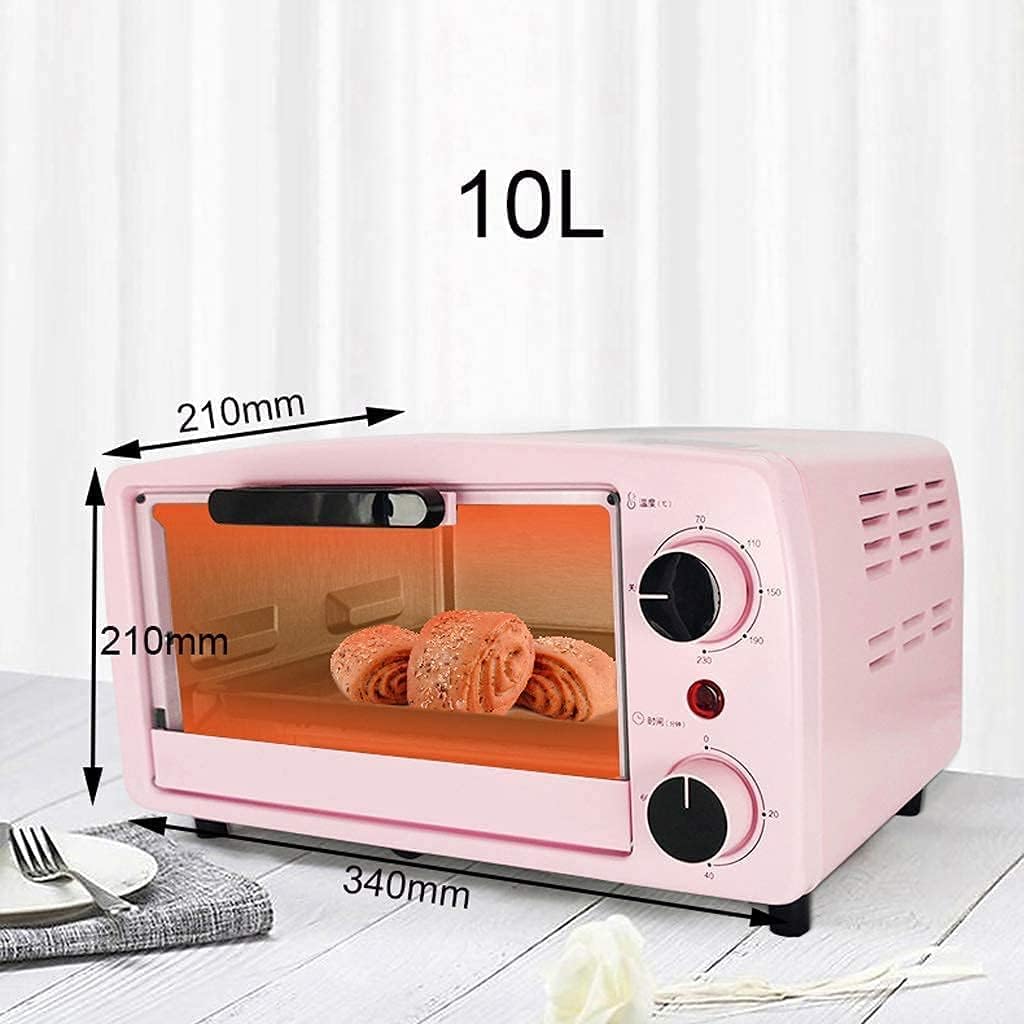 10L Mini Oven Adjustable Temperature 0-230℃ and 60 Minutes Timing Second Floor Baking Position Household Baking Multifunctional Automatic Electric Oven for Baking Cakes and Bread with Access Aestheti