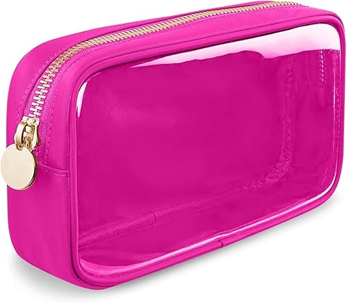 Bolsa organizadora de maquillaje de viaje transparente para bolso, Rojo -