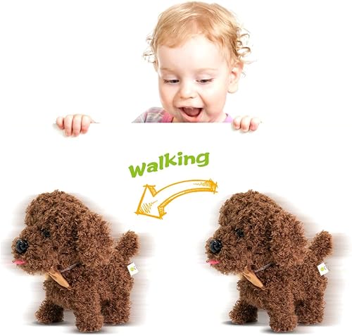 Miniatura 4 de WEofferwhatYOUwant Labradoodle Robot Dog – Juguete interactivo de peluche para cachorros que camina y ladra – Animal de peluche Goldendoodle con
