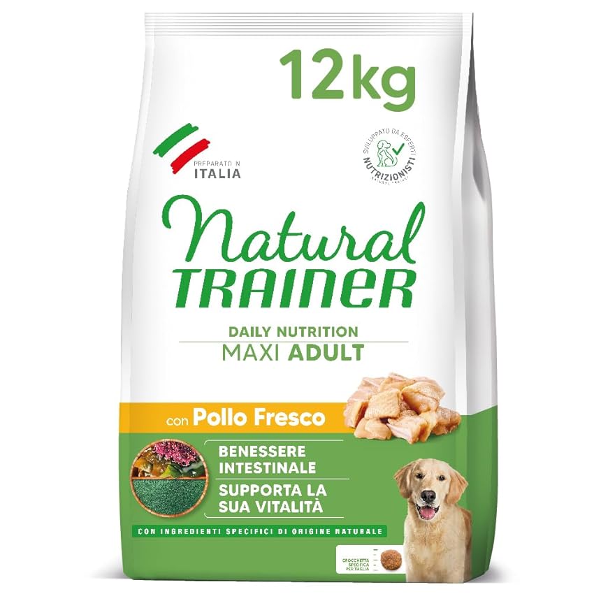 Natural Trainer Maxi Cibo per Cani Adulti con Pollo Fresco e Riso - 12kg