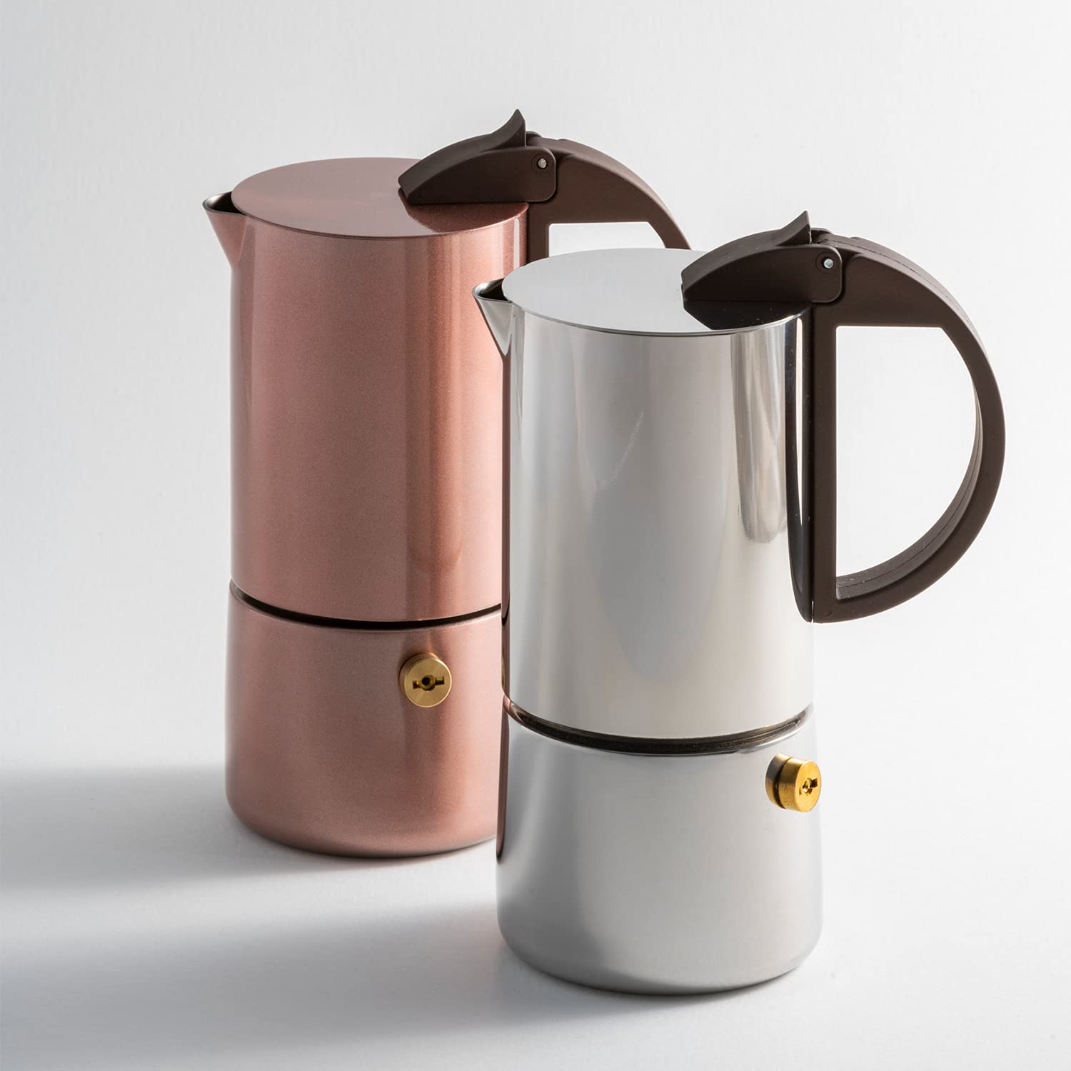 Gnali & Zani CHICCA Espressokocher | Edelstahl | Für 6 Tassen | Alle Herdarten inklusive Induktion | Edelstahl Espressokocher | Kunststoff Griffe | Moderner Camping Kaffeekocher | Moka-Kanne, Kunststoffgriffe, für italienischen Kaffeegenuss, zeitloses Des