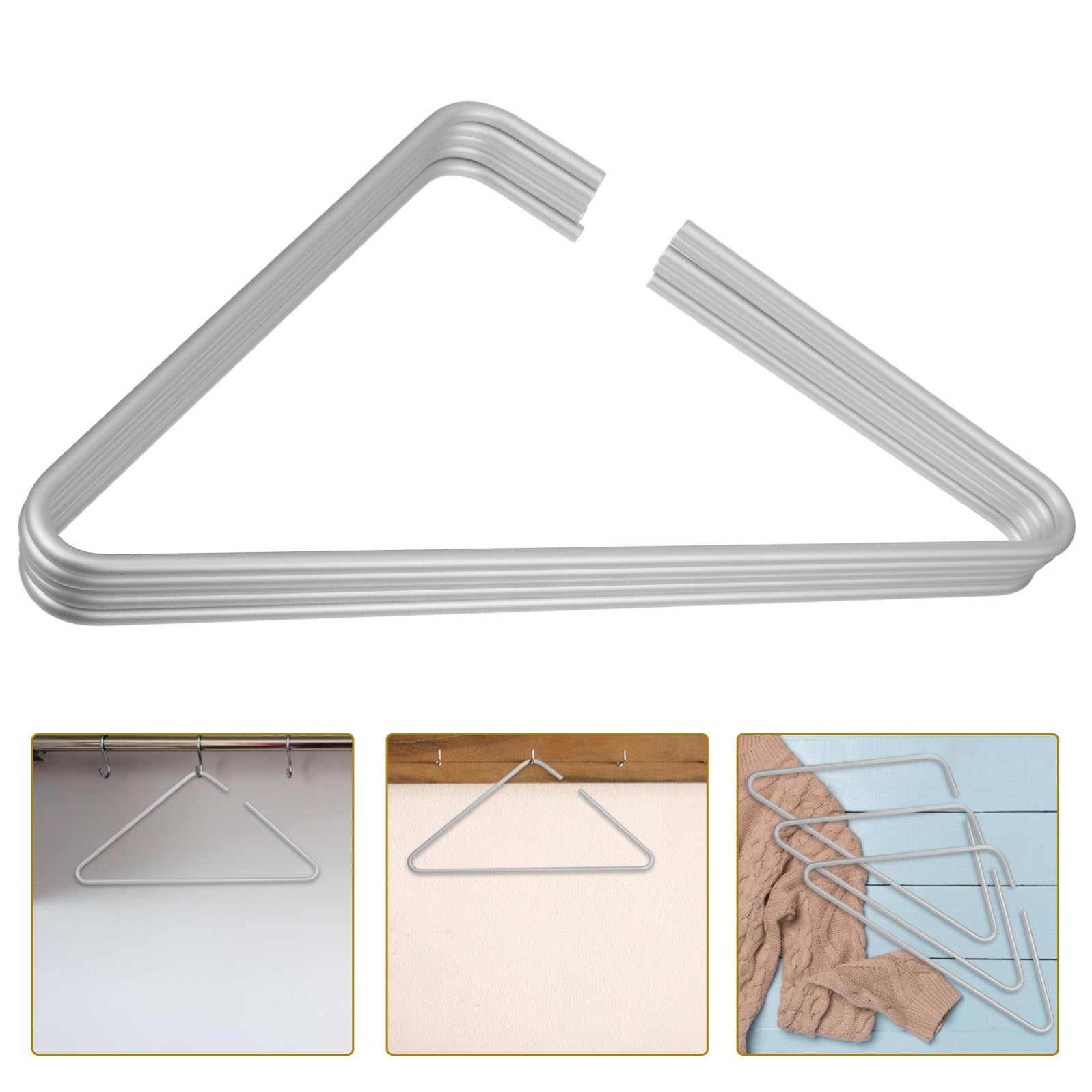 5 Pezzi Grucce Robuste in Lega di Alluminio per Abiti e Maglioni Design Aperto Salvaspazio e Resistente All'usura per Armadio Elegante Argento