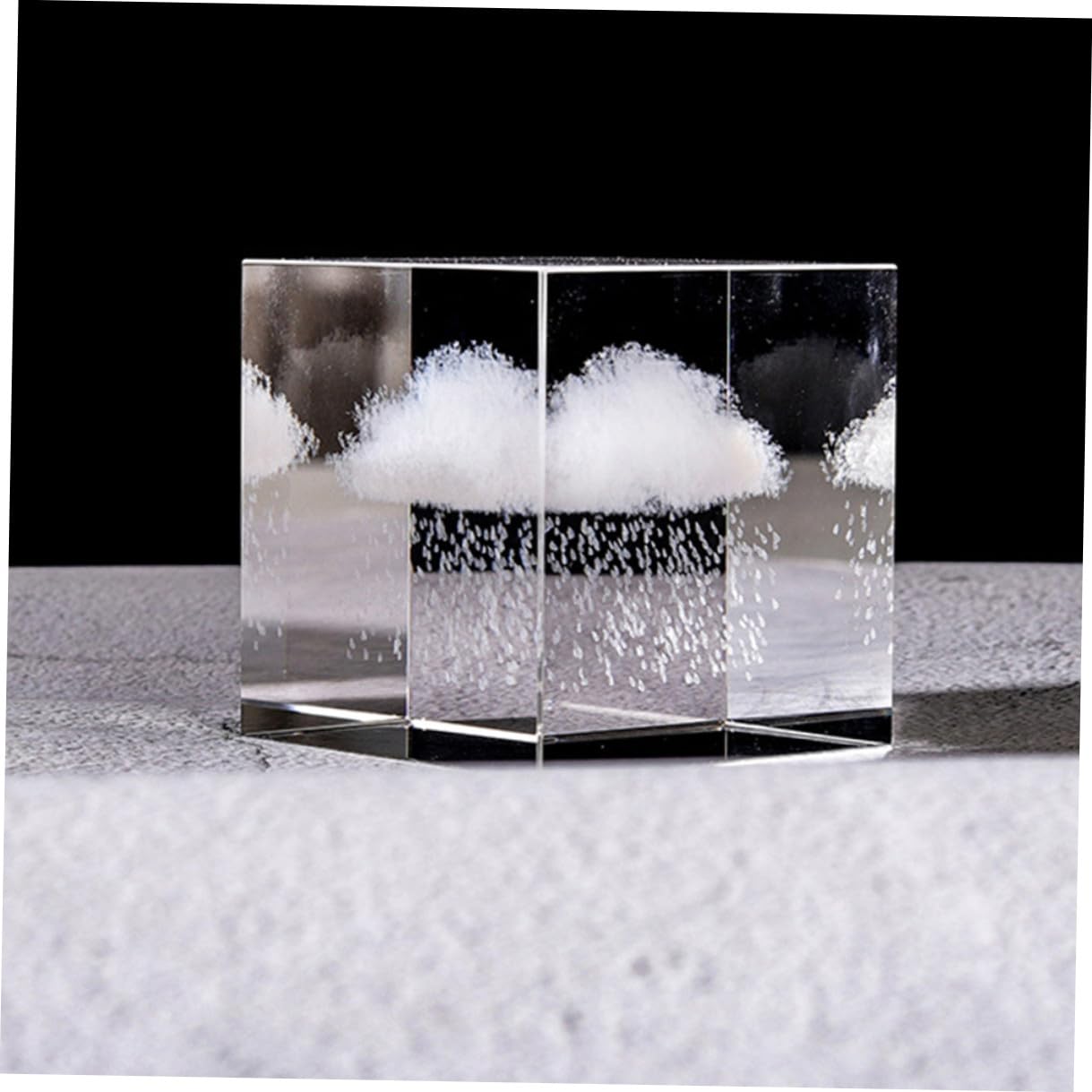 Decoración de Cristal Curativa Cubo Grande Transparente Nube de Lluvia Interior Adorno Artístico para Mesa Hogar y Oficina Fiesta y San Valentín