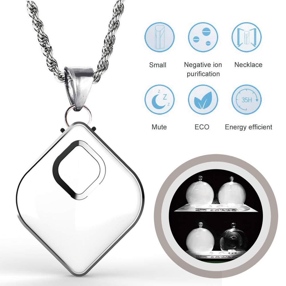 Purificador de aire portátil, collar limpiador de aire, generador negativo para viajes, oficina, coche, hogar, 24 horas de resistencia