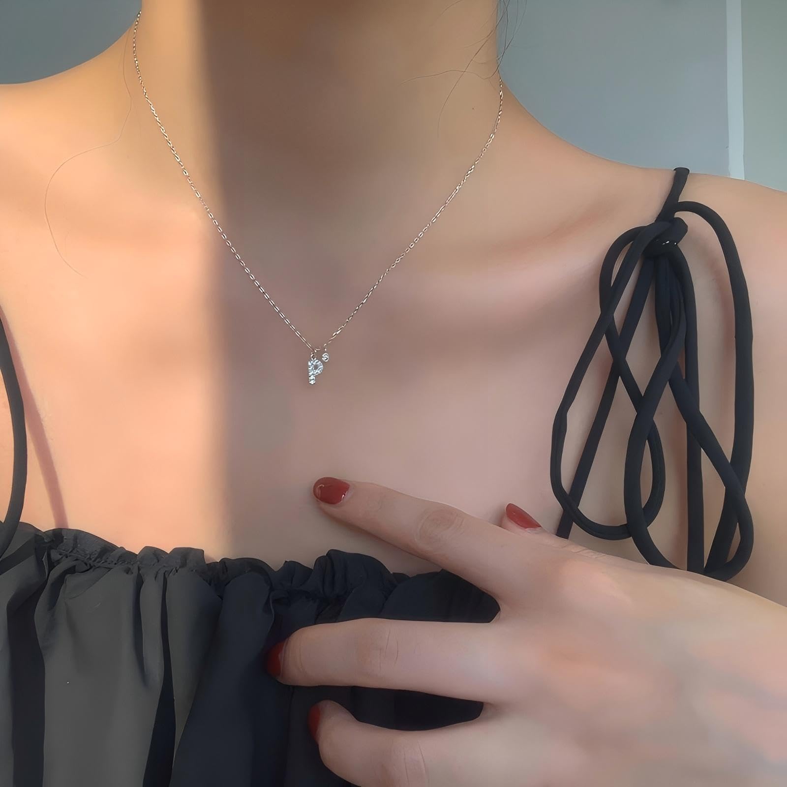 GUOYU 26 Collana Iniziale Lettera di Compleanno da Donne Ragazze, Collana con Lettera in Zirconi d'Argento Ciondolo, Personalizzazione Idee Regalo di Compleanno Celebrazione