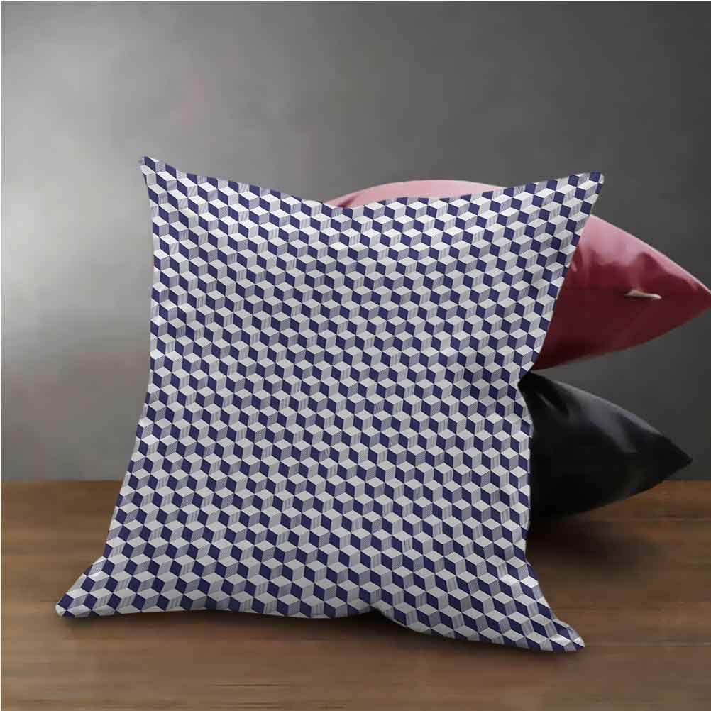 HouseLook Navy Blue Square Pillow Case Abstract Cube Shape