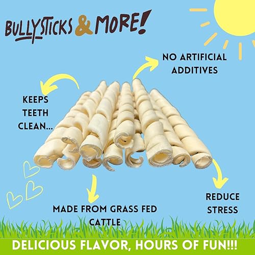 Miniatura 5 de BULLYSTICKS & MORE Muelles de carne de res de 6 pulgadas para perros (20 unidades) - Bully Springs masticables para perros, sin huesos ocultos