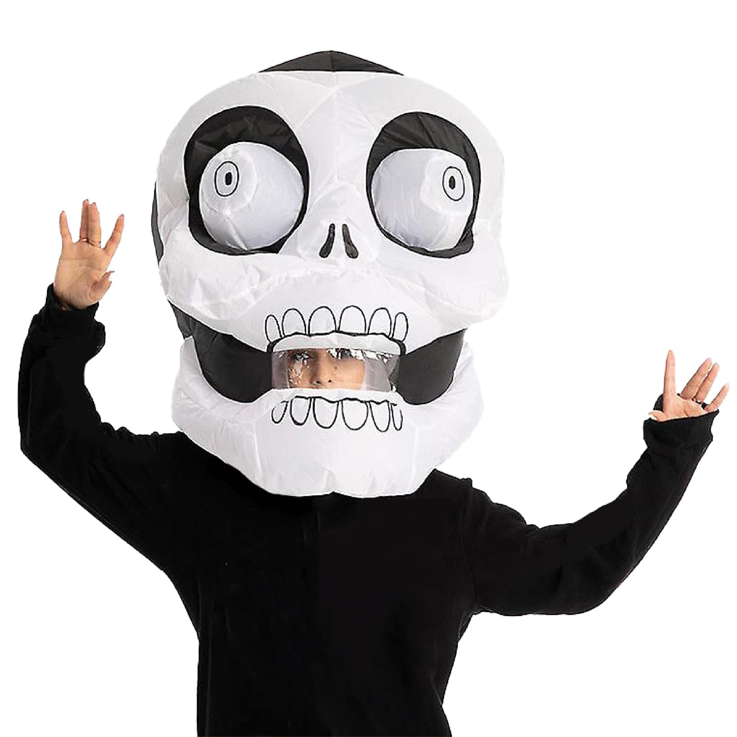 AirSuit Giant Inflatable Skeleton Head for Adults | Halloween Costume 50x65x60 cm | Durable Polyester  Lightweight and Comfortable | Inflation System Included | OriginalCorner