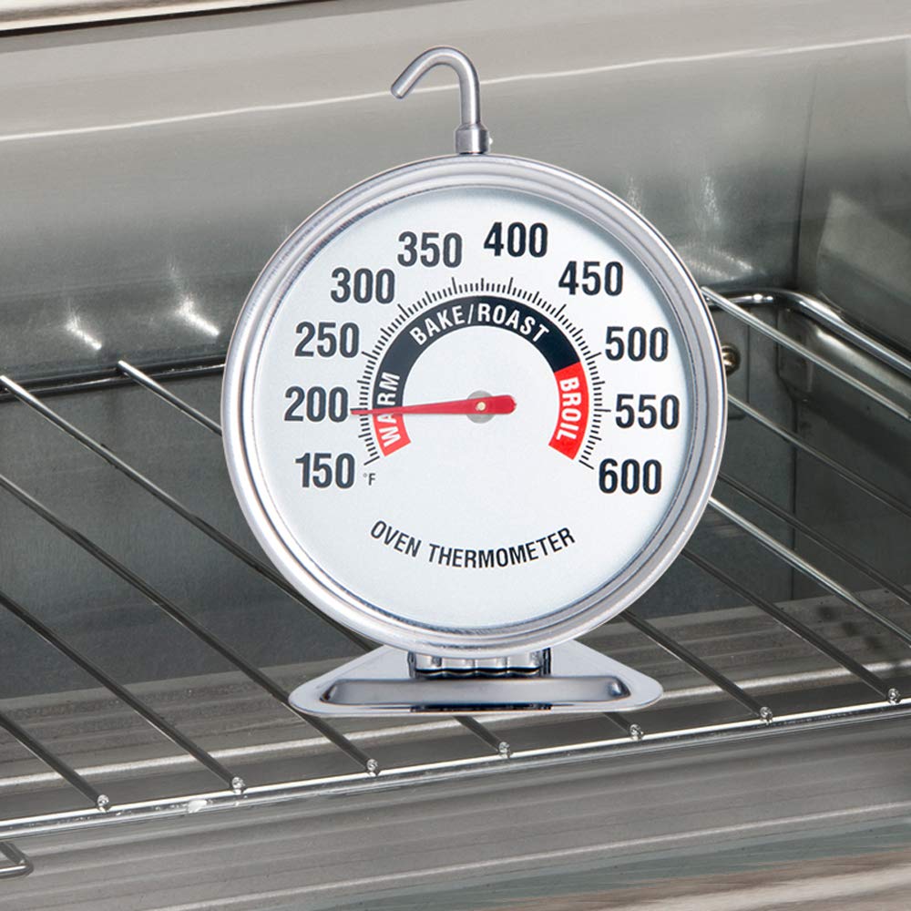 Extra Large 3" Oven Thermometer with Easy-Read Dial | 150-600°F Pro Accurate Temp Gauge for Kitchen, Baking, Grill & Meat | Hang or Stand for Gas/Electric Ovens