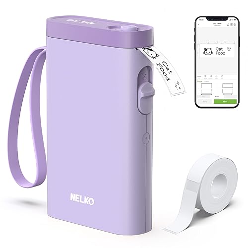 Nelko Label Maker Machine with Tape, P21 Bluetooth Label Printer, Wireless Mini Label Makers with Multiple Templates for Organizing Office Home, Purple - Purple