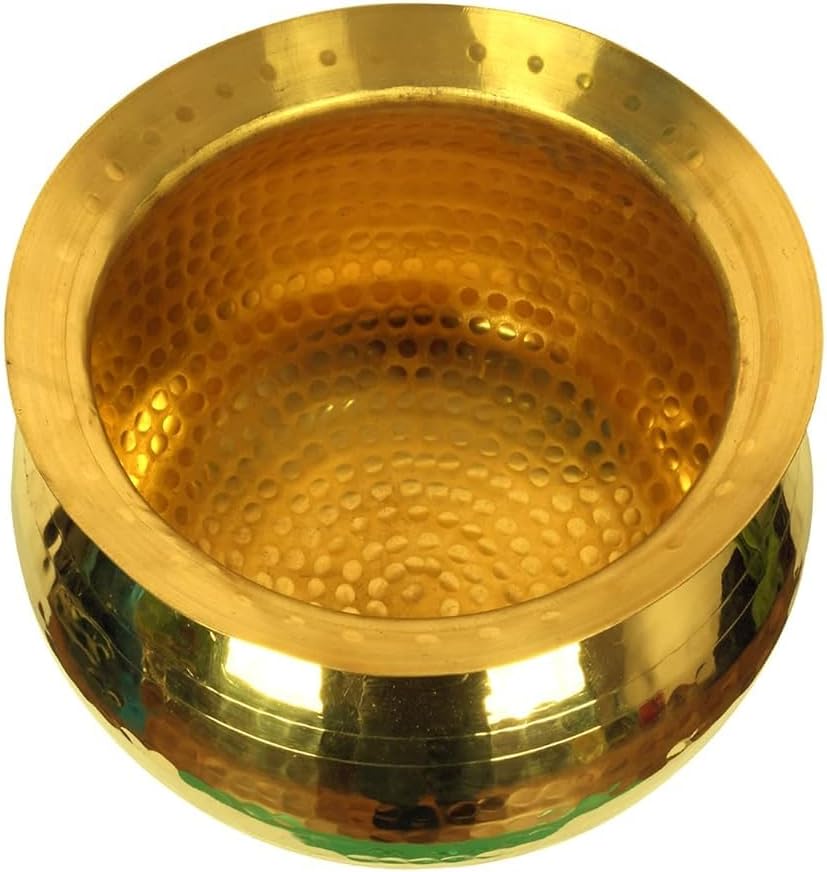 PEAKHILL_Brass Handi for Cooking Food Brass Handi for Cooking | Brass Utensils for Kitchen Cooking (5Lt Handi + Lid)