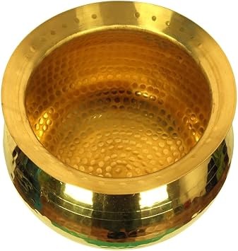 PEAKHILL_Brass Handi للطهي الطعام Brass Handi للطهي | أدوات نحاسية للطهي في المطبخ صغيرة سعة 2 لتر