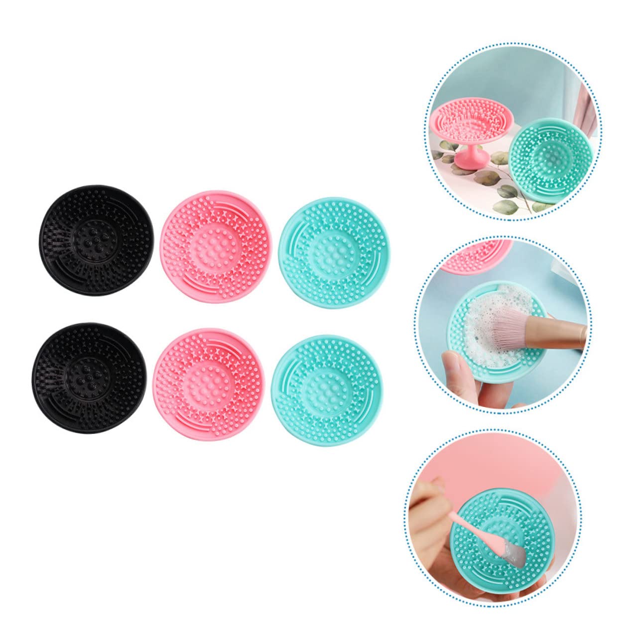MAGICLULU 4 Set Di Pennelli Per Il Trucco Ergonomici Pulisci Pennelli in Silicone Tappetino Per Pennelli Cosmetici Design Salvaspazio 6 Pezzi * 4