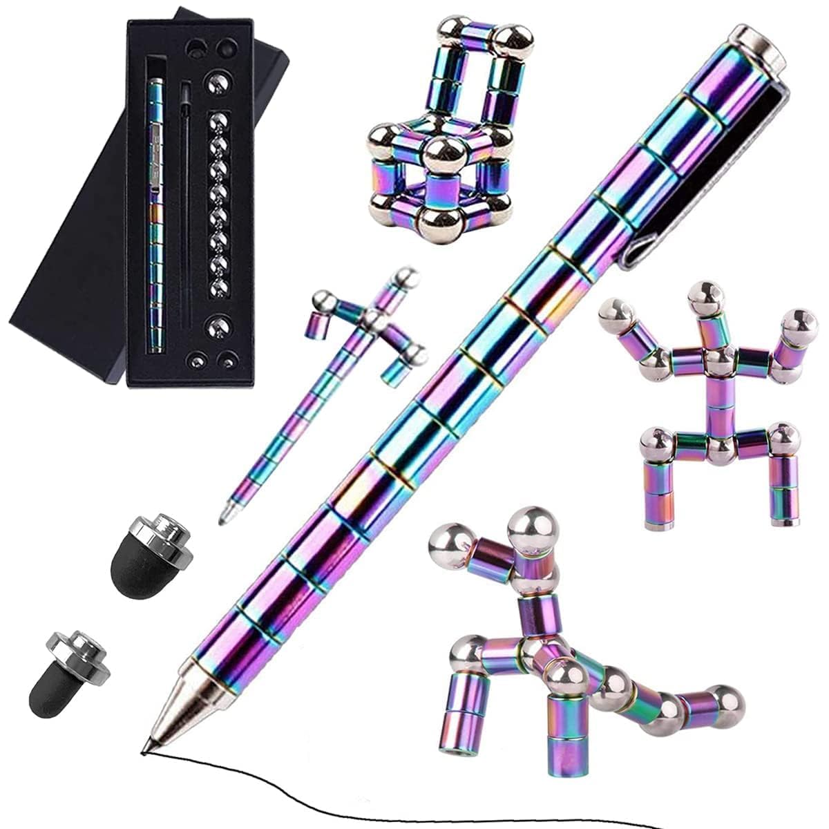 MIVAAX Magnetic Fidget Pen Toys Pen Decompression Magnetic Metal Multifunction Writing Magnet Ballpoint Pen Fidget Cool Gadgets Toys Gifts for Kids Boy Girls Friends-image-5