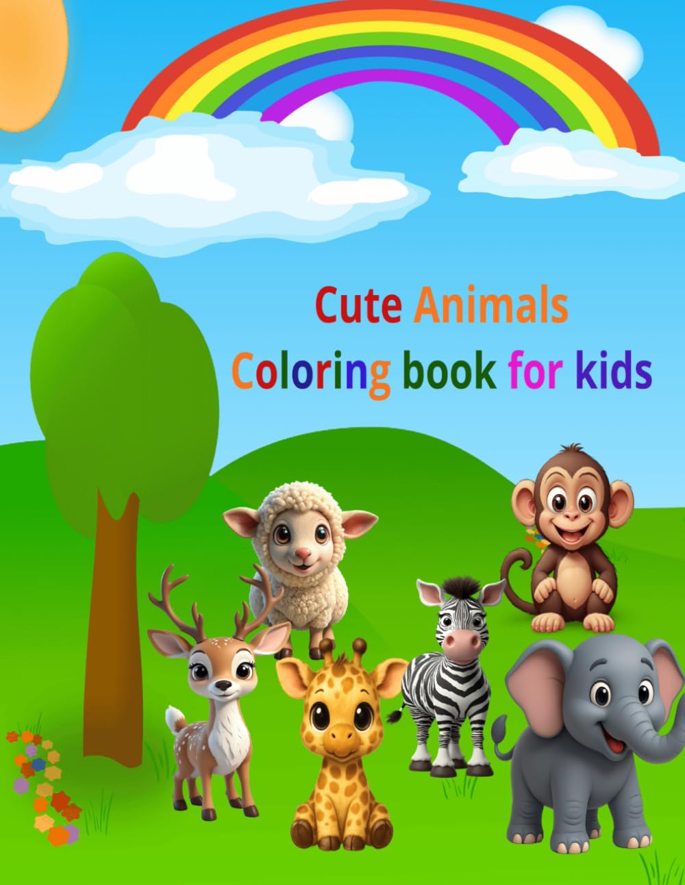 Cute Animals Coloring Book for Kids: Big, Simple Coloring Pages for Ages 2–5