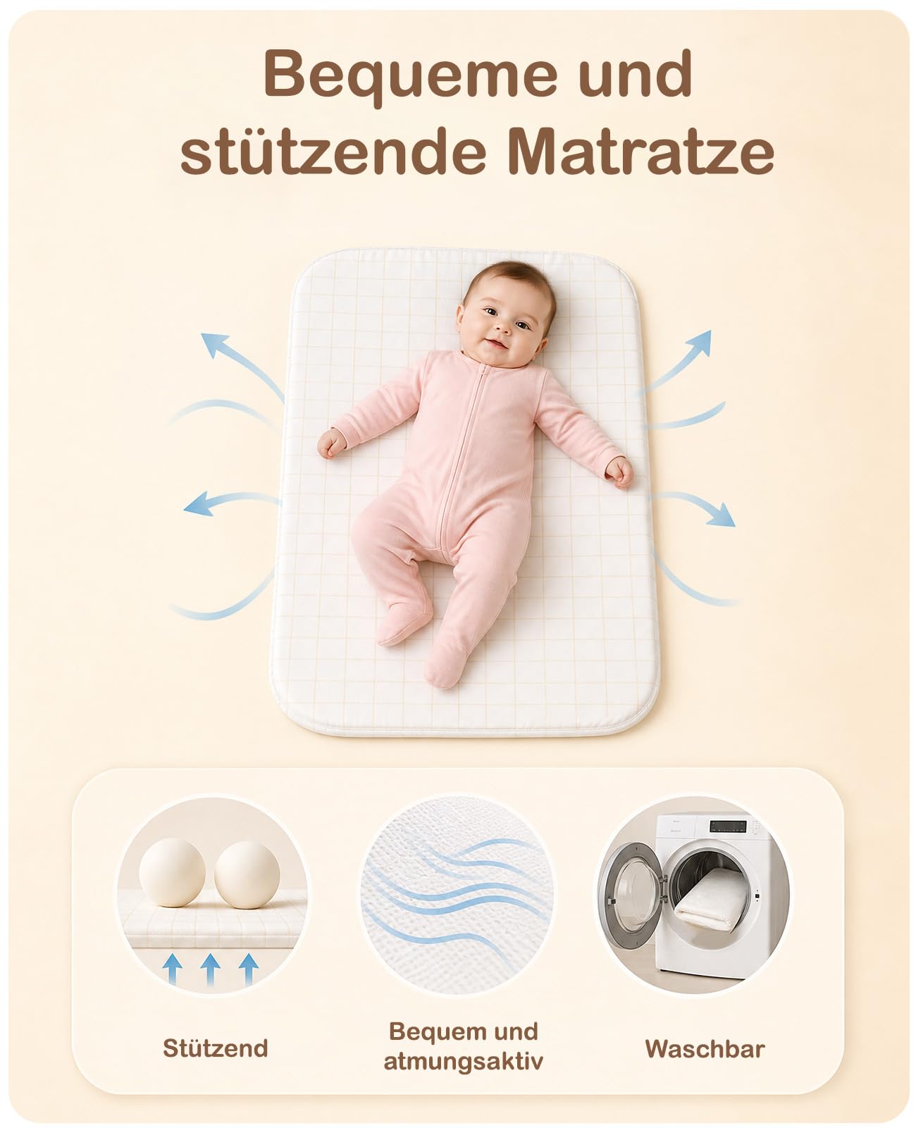 UBRAVOO Beistellbett Baby 2-in-1, Babybett & Baby Wiege für Neugeborene – mit Aufbewahrungskorb & Weicher Matratze (Grau)