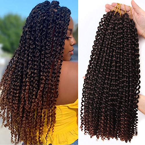 7 Packs Passion Twist Crochet Hair Afro Water Wave 18 Inch Long Bohemian Crochet Braid Synthetic Passion Twist 22 Stands 80g/pack Curly Kanekalon Hair Extension (water wave, T-30)