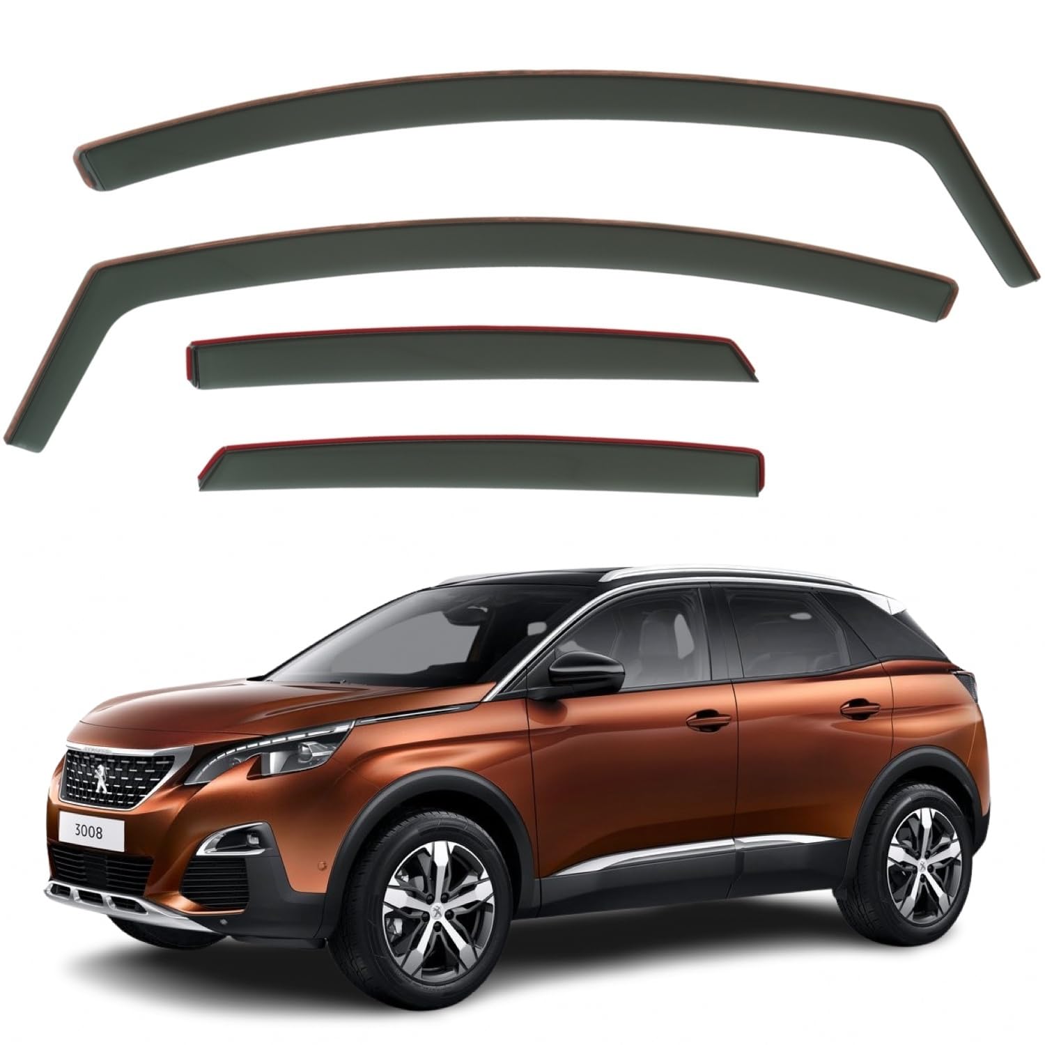 Lot de 4 déflecteurs d'air compatibles avec Peugeot 3008 MK2 2017 2018 2019 2020 2021 2022 2023.