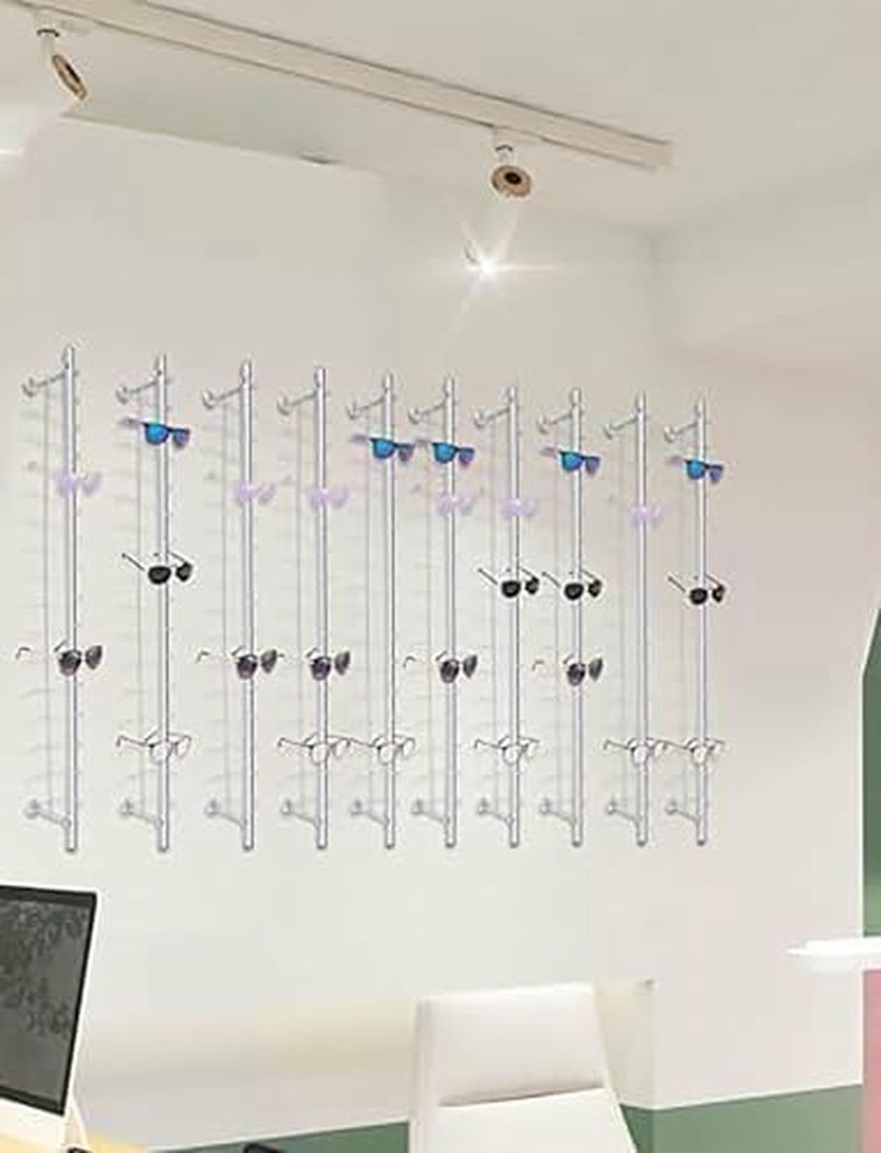 CNPRAZ Soporte de Pared para Gafas con Cerradura, Organizador Seguro para Colgar Gafas de Sol y Gafas, solución de Ahorro de Espacio para Tiendas minoristas y Uso doméstico