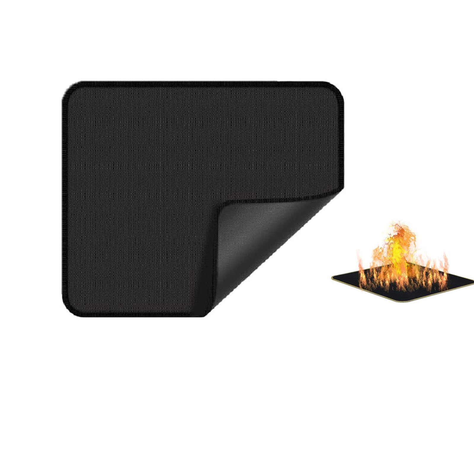 Mirhua 焚き火シート 黒 スパッタシート 難燃シート 焚き火台シート ガラス繊維 シリコン加工 耐熱 防炎 防水 軽量 地面保護 養生シート 30cm*30cm