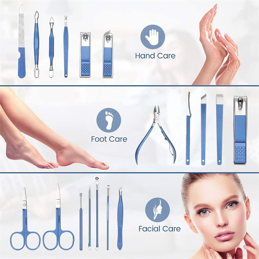 Zestaw do pedicure Manicure Cążki do paznokci Zestaw do manicure Zestaw do pedicure 18 szt. Profesjonalny zestaw do pielęgnacji paznokci z narzędziami do pielęgnacji twarzy Stal nierdzewna (kolor: n
