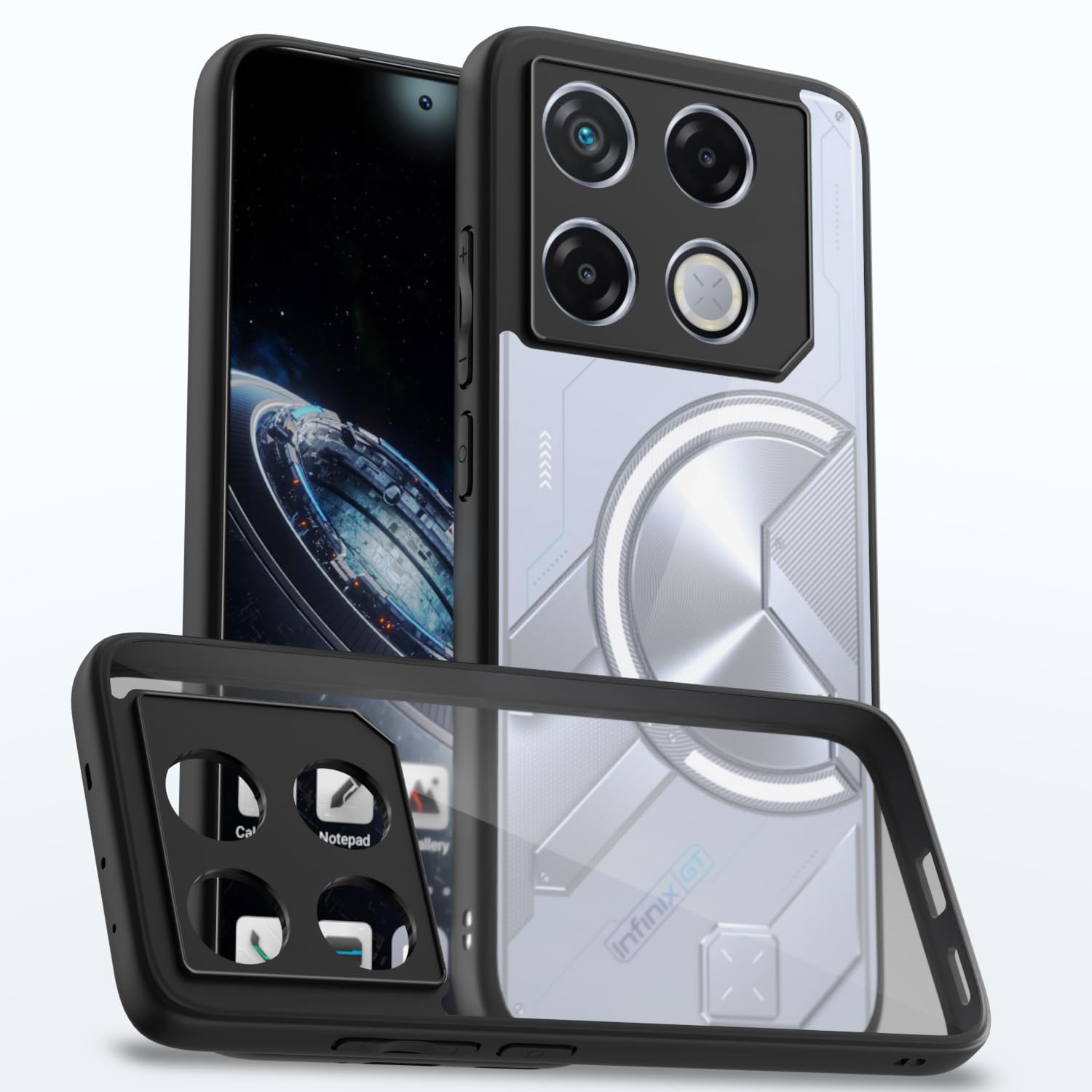 Amazon Basics TPU+PC Back Cover for Infinix GT 20 Pro 5G | Shockproof Sleek Hybrid Armor Bumper Case (Black)
