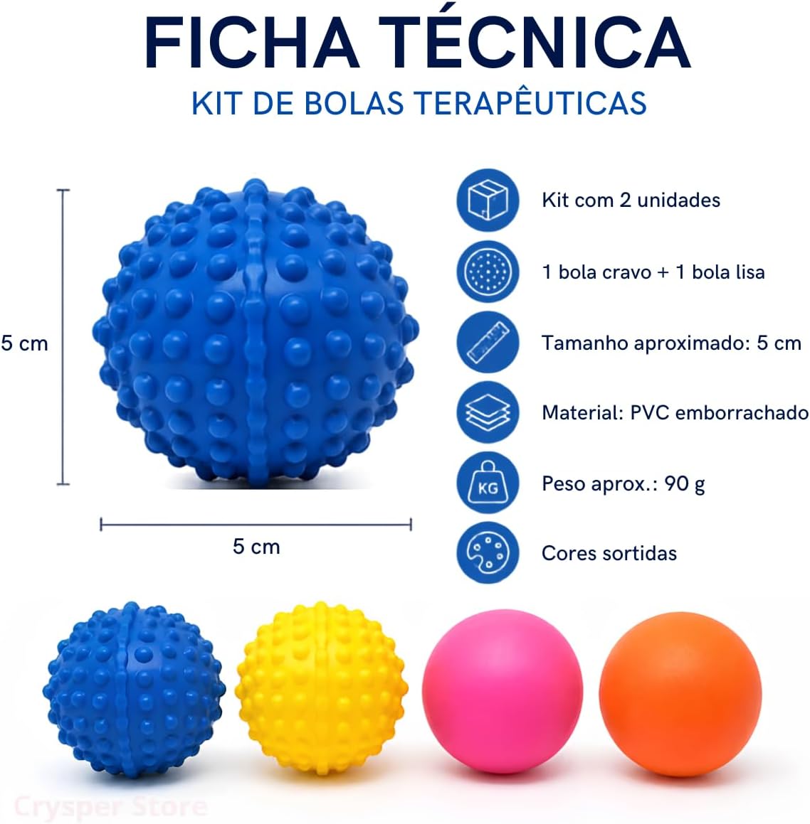 Kit 2 Bolas Anti Stress PVC 5cm Cravo e Lisa Macia Color Fisioterapia Exercitadora de Mão Brinquedo Pet Kit 2 Bolas Anti Stress PVC 5cm Cravo e Lisa Macia Color Fisioterapia Exercitadora de Mão Brinquedo Pet