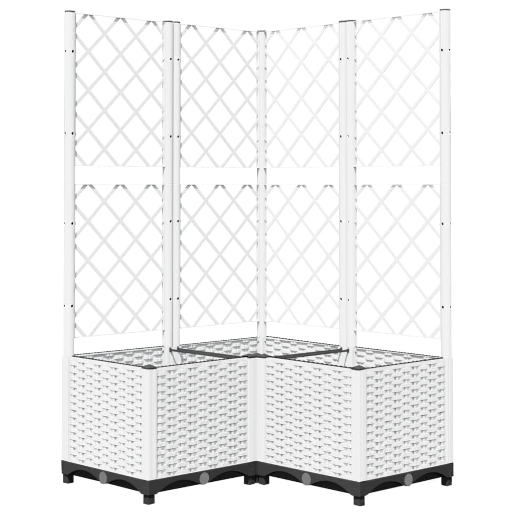 Vidaxl (, 80 X 80 X 136 Cm) Garden Planter With Trellis Pp Outdoor Raised Bed Flower Pot Planter White