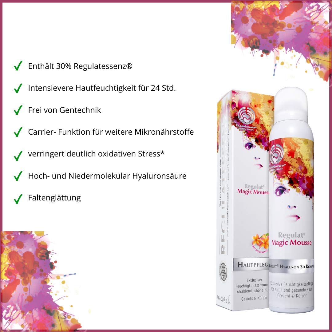 Dr. Niedermaier Regulat® Magic Mousse I Anti-Aging Gesichtspflege mit Hyaluronsäure I Hautpflege für unreine Haut, trockene Haut, fettige Haut und Mischhaut I 200ml