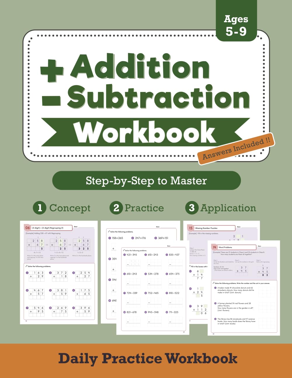 Addition Subtraction Workbook (Answers Included): Step-by-Step to Master, Daily Practice Workbook