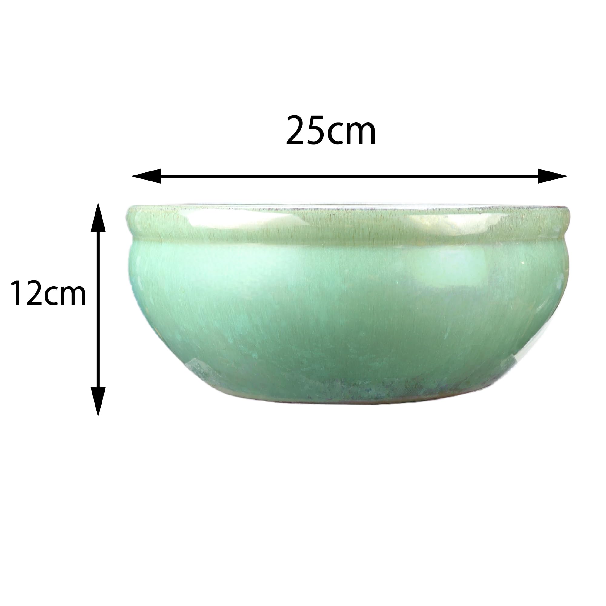 Steinzeug-Blumentopf/Pflanzkübel, 3er Set Schale Jade-Grün, frostfest