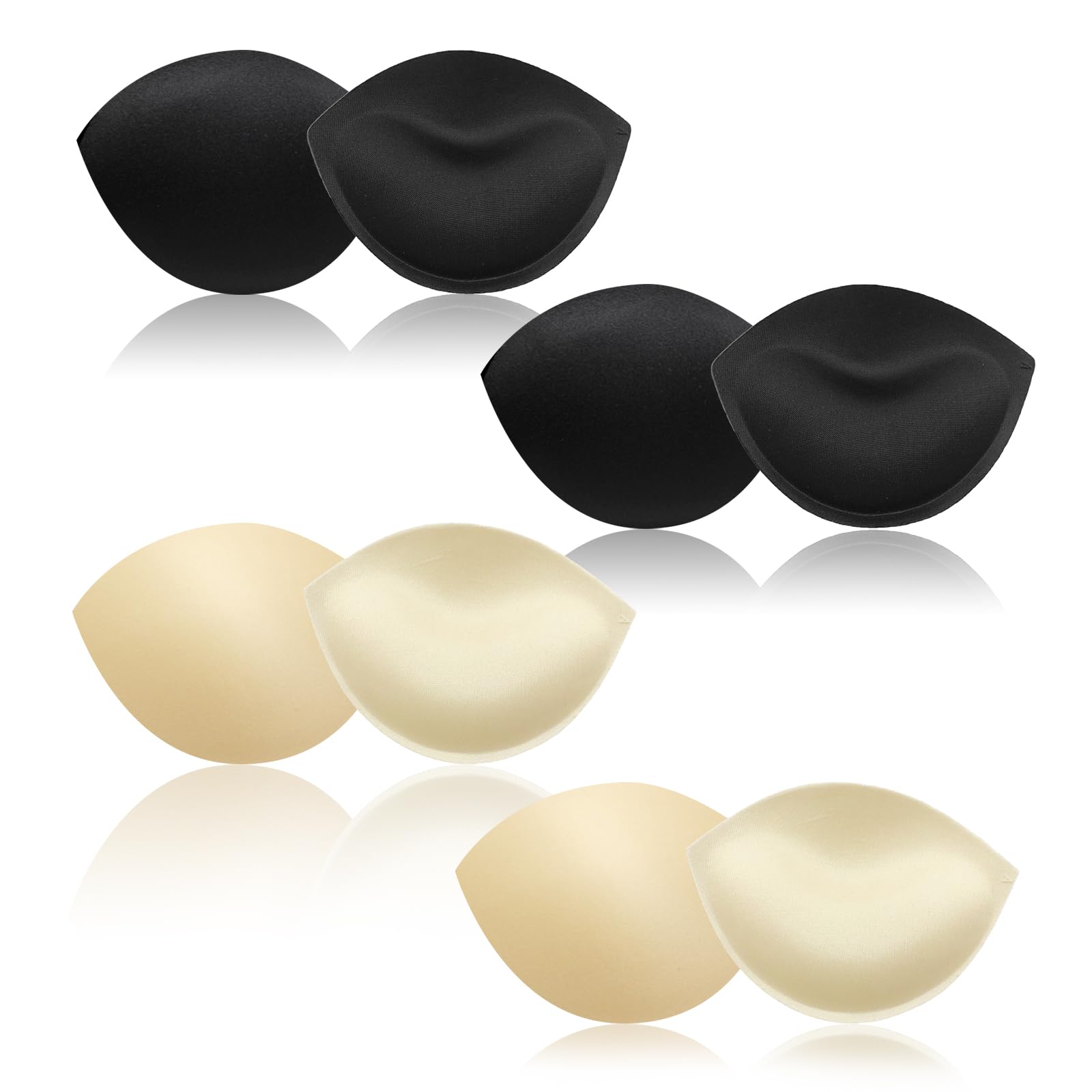 FUIPVGI 4 Pairs Bra Pads Inserts Bra Inserts,Removable Push Up Breast Enhancer Bra Foam Sponge Pads Bra Pads Inserts,Bra Inserts Push Up for Bikini Lingerie Top Swimsuit (2 color)