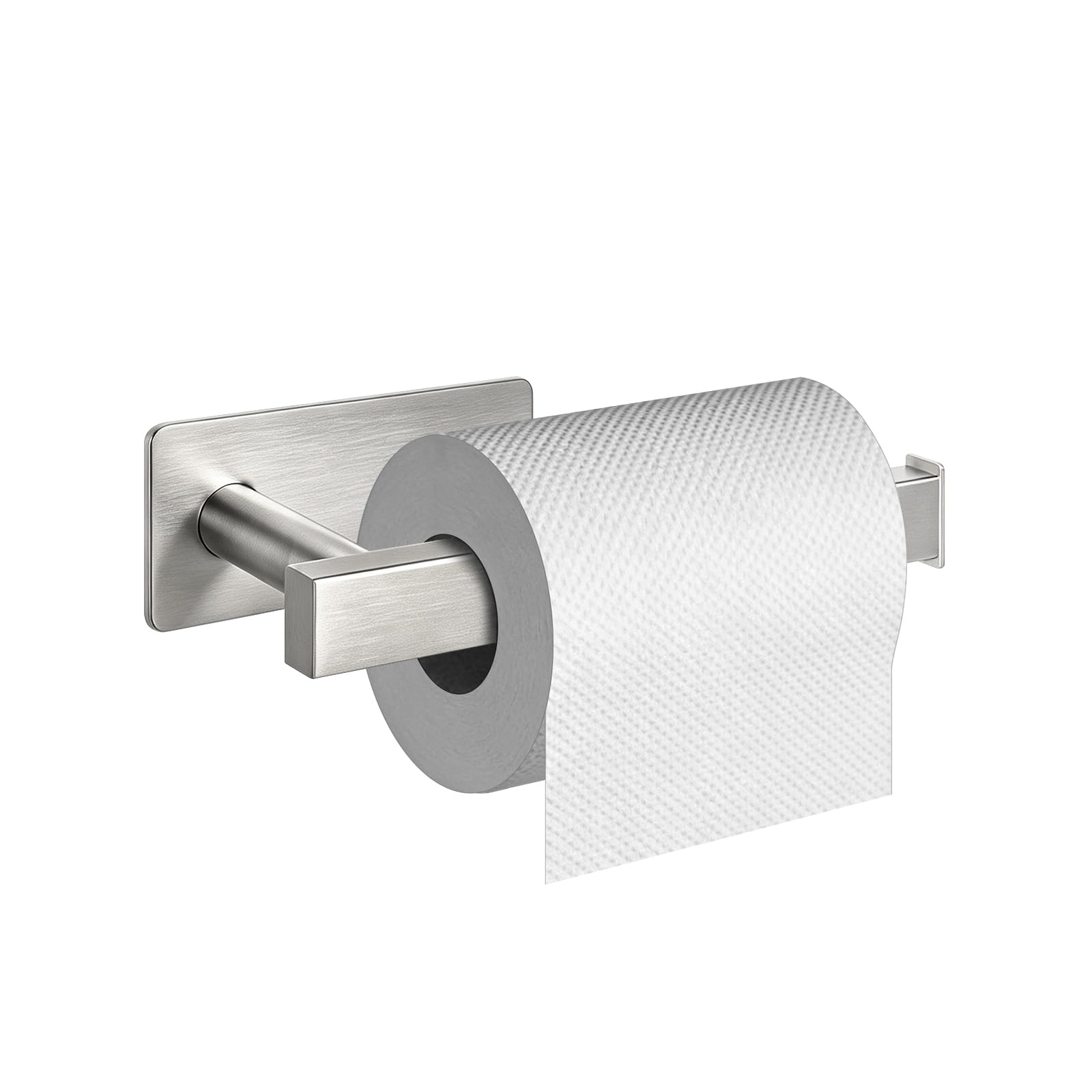 NearMoon Toilet Paper Holder Self Adhesive, Premium Thick SUS304 Stainless Steel Square Rustproof Toilet Roll Holder no Drilling for Bathroom, Kitchen, Washroom (Brushed Nickel)