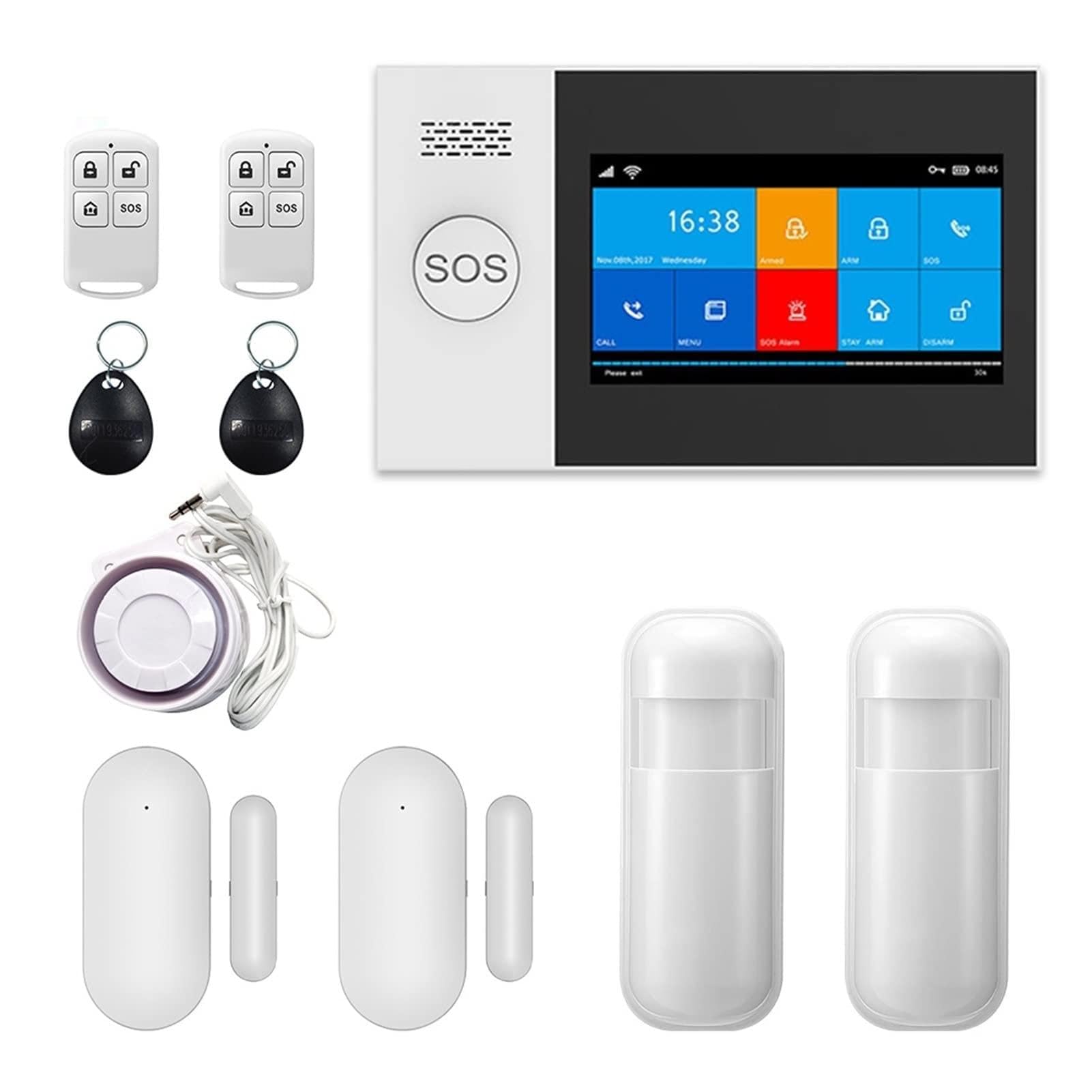 Sistema di allarme di sicurezza, PG-107 Tuya WiFi GSM di allarme for la sicurezza domestica wireless da 4,3 pollici Telecomando for impronte a schermo for WIFI Kit(B 15000MAH)