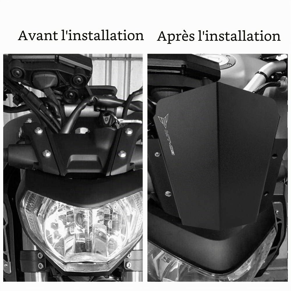 Aramox Protecteur de Pare-Brise pour Moto MT-09 2014-2016, Noir, Accessoire de Modification
