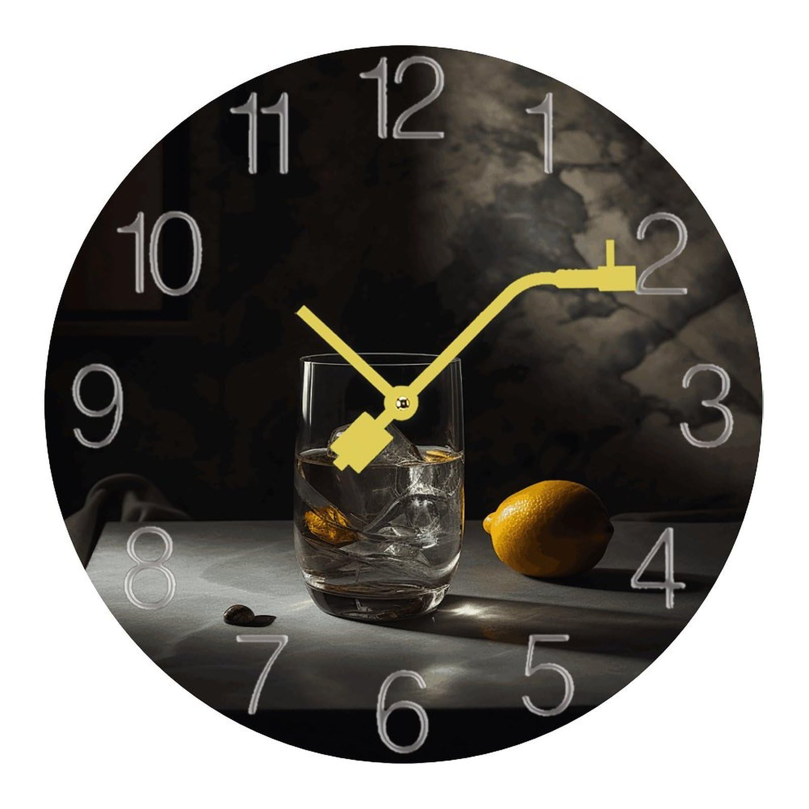 Horloge murale silencieuse pour bureau et cuisine en verre texturé unique