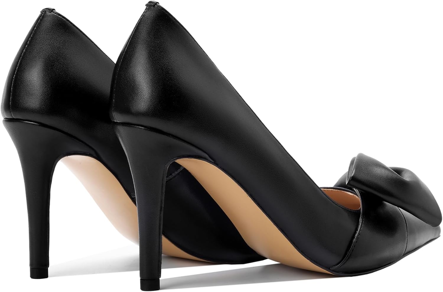 Manoloshow Women's Bow Heels Closed Pointed Toe Pumps 3.3" Stiletto High Heels Slip on Wedding Dress Shoes - Image 5