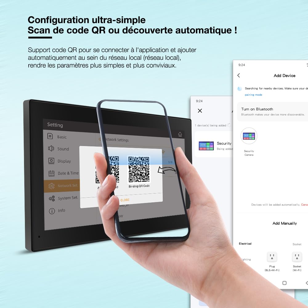 Visiophone Filaire Connecté à 2 Fils,Interphone Vidéo IP WiFi avec 7'' écran Tactile,Résolution 1080P,Unlock à Distance Via APP/IC Cartes,Audio Bidirectionnel, Connecté,Option IC Carte