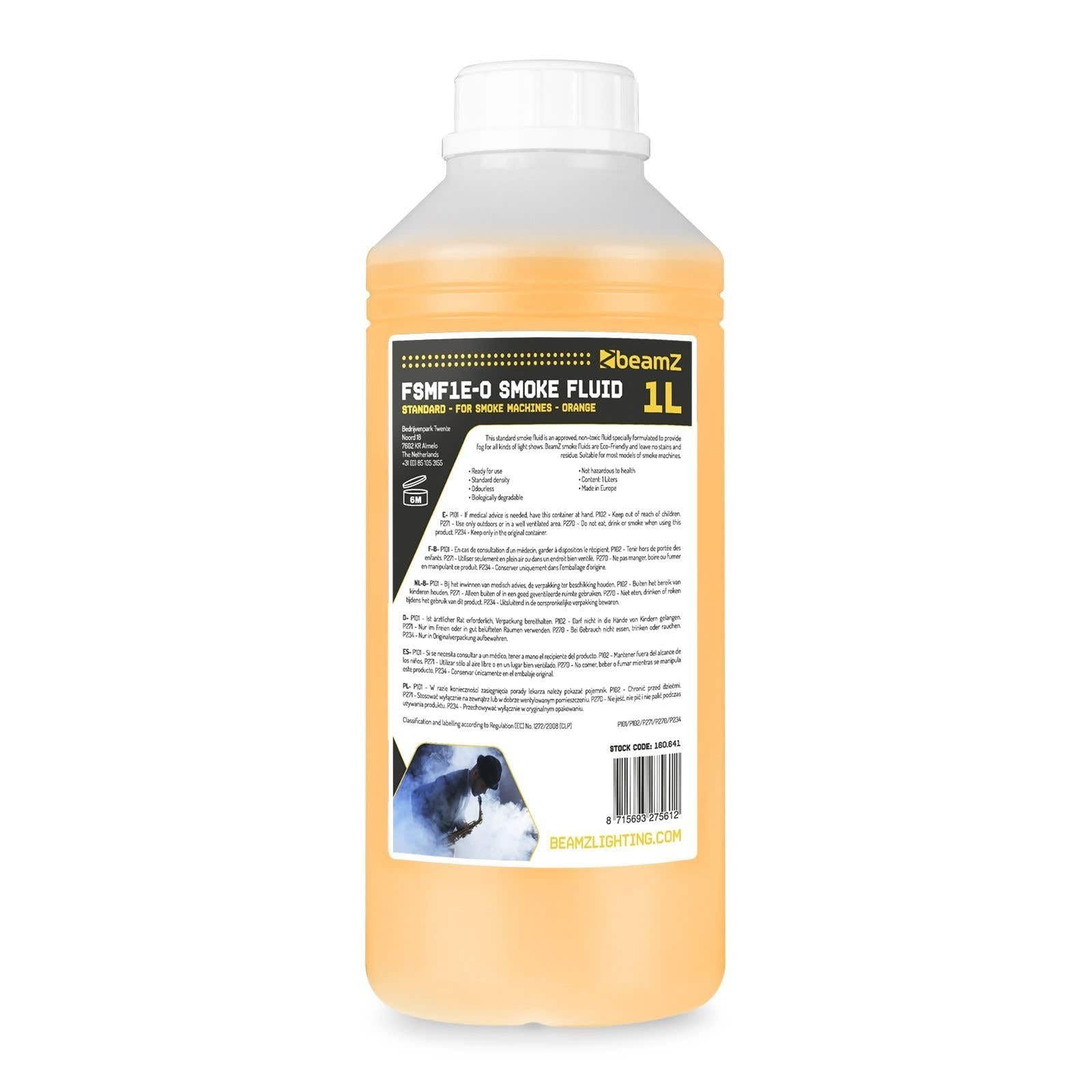 BeamZ Liquide pour Machine à Fumée 1L - Économique et Écologique, ne laisse Pas de Résidus, Fumée de Qualité, Non Toxique pour la Santé et l'Environnement
