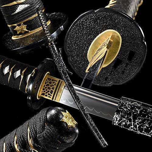 entez Handmade Katana,Authentic Samurai Sword,Battle Ready Katana,T10 High Carbon Steel Clay Tempered,Full Tang,Razor Sharp