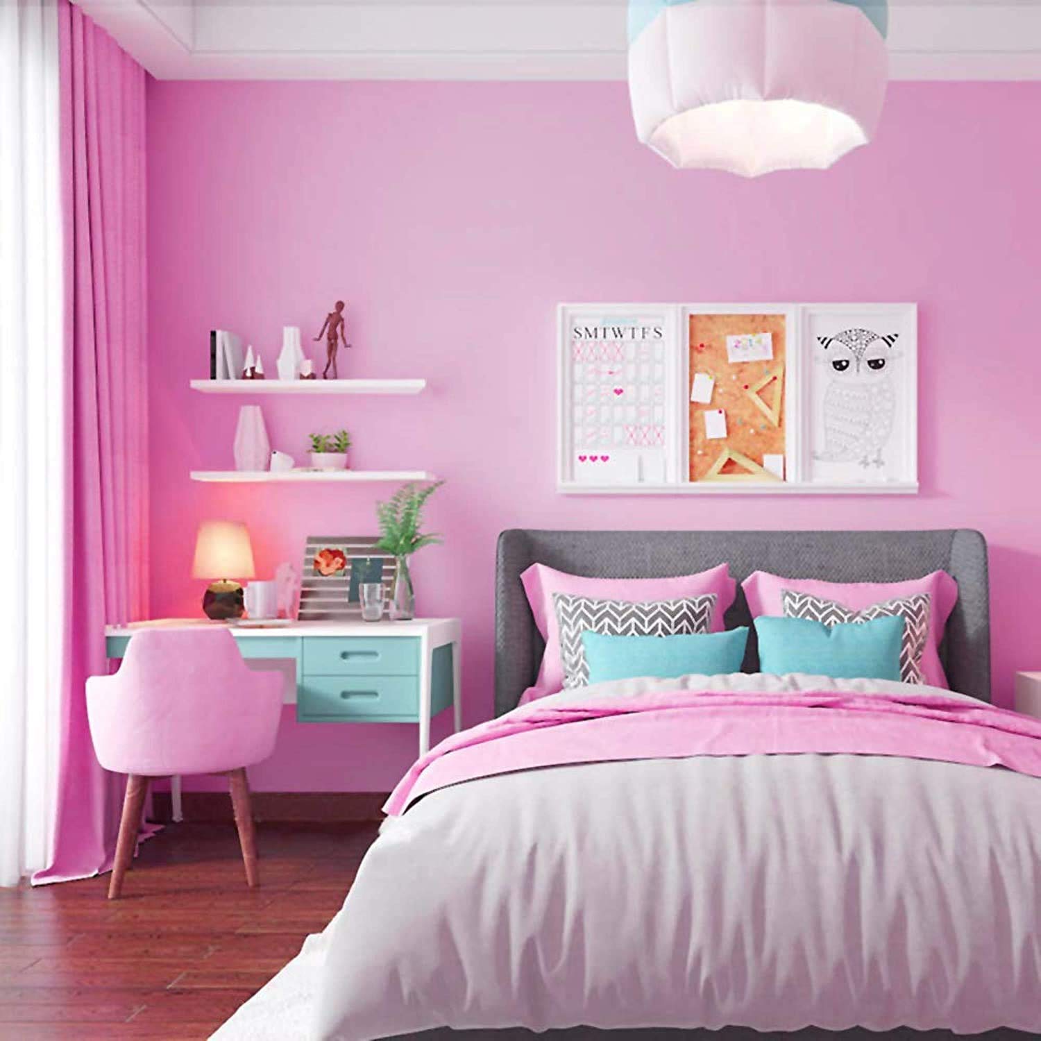 Fusion Graphix Matt Pink Vinyl Contact Paper Decorative Self Adhesive Shelf Liner Waterproof Removable Peel and Stick Wallpaper for Bedroom Living Room Wall Décor (24x24 inch) 2
