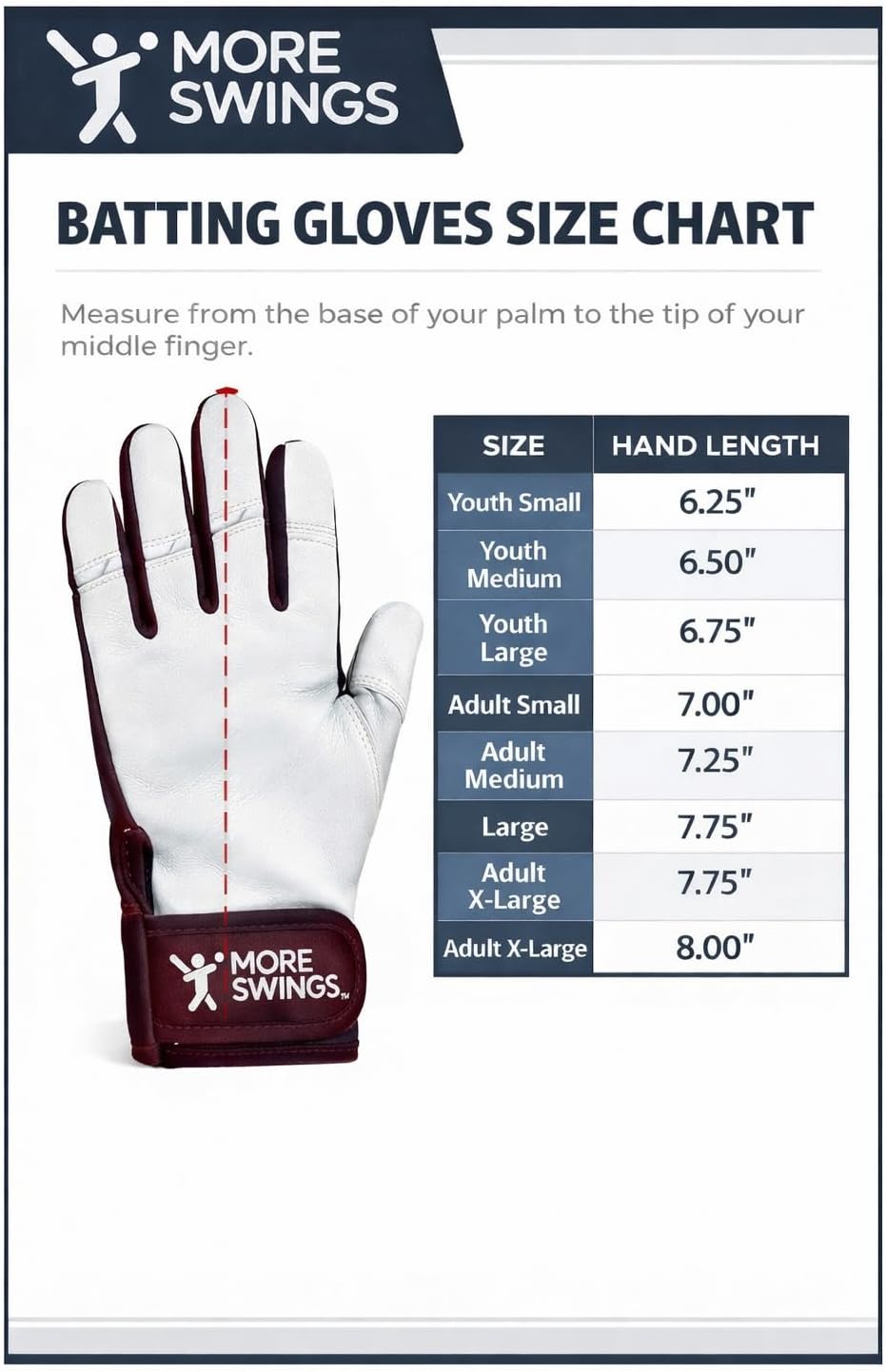 Batting Gloves - Patented Double-Sided Design - 2 Gloves in 1 - Exended wear