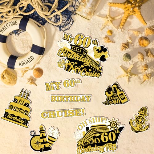 Imanes decorativos crucero para cumpleaños 60 en negro y dorado miniatura 3