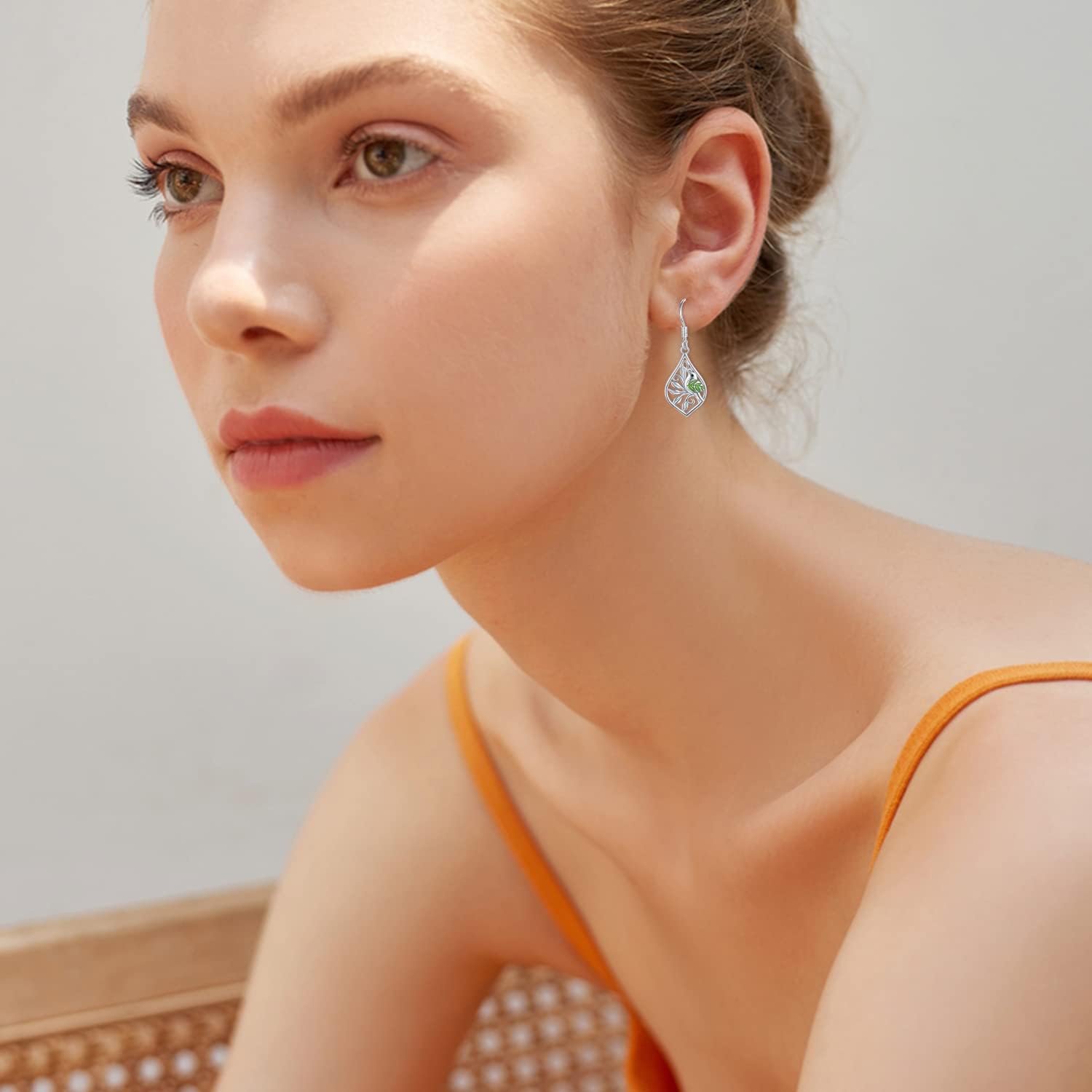 CUOKA MIRACLE Hummingbird Earrings for Women 925 Sterling Silver Hummingbird Dangle Earrings Green Leaf Drop Earrings Jewelry Gifts for Women on Birthday Mother's Day Christmas - Image 6