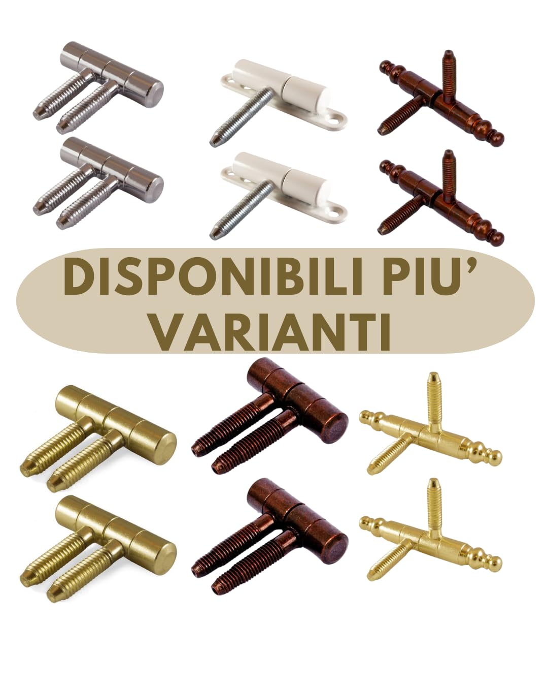 Cerniere Anuba Per Infissi Legno - Set 2 Maschio E 2 Femmina Con Gambi, Diverse Misure E Finiture - Foto 8