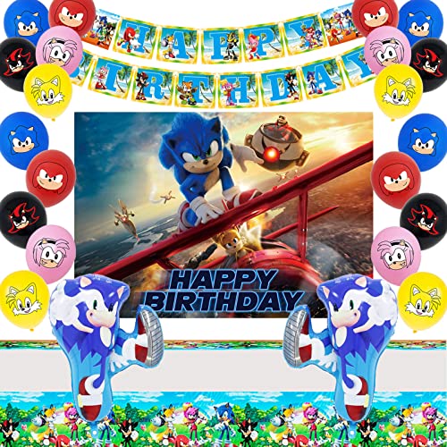 Qooloo Sonic The Hedgehog Fiestas Decoración, 25PCS Decoracion Cumpleaños Sonic Globos, Sonic de...