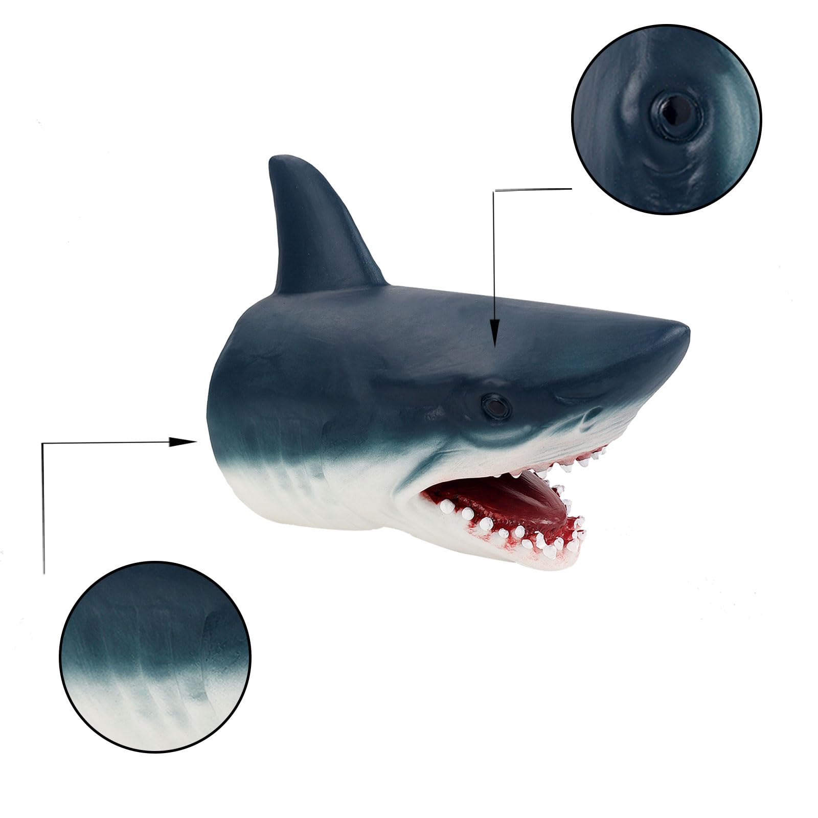 Andux Animal Hand Puppet Realistic Soft Rubber Interactive Role Play Hand Puppet Toys DWSO-01 (Sharks) - Image 4