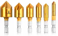 Jogo com 6 Brocas Escareadoras Lorben Chanfrar Madeira Alumínio 6mm a 19mm GT6208