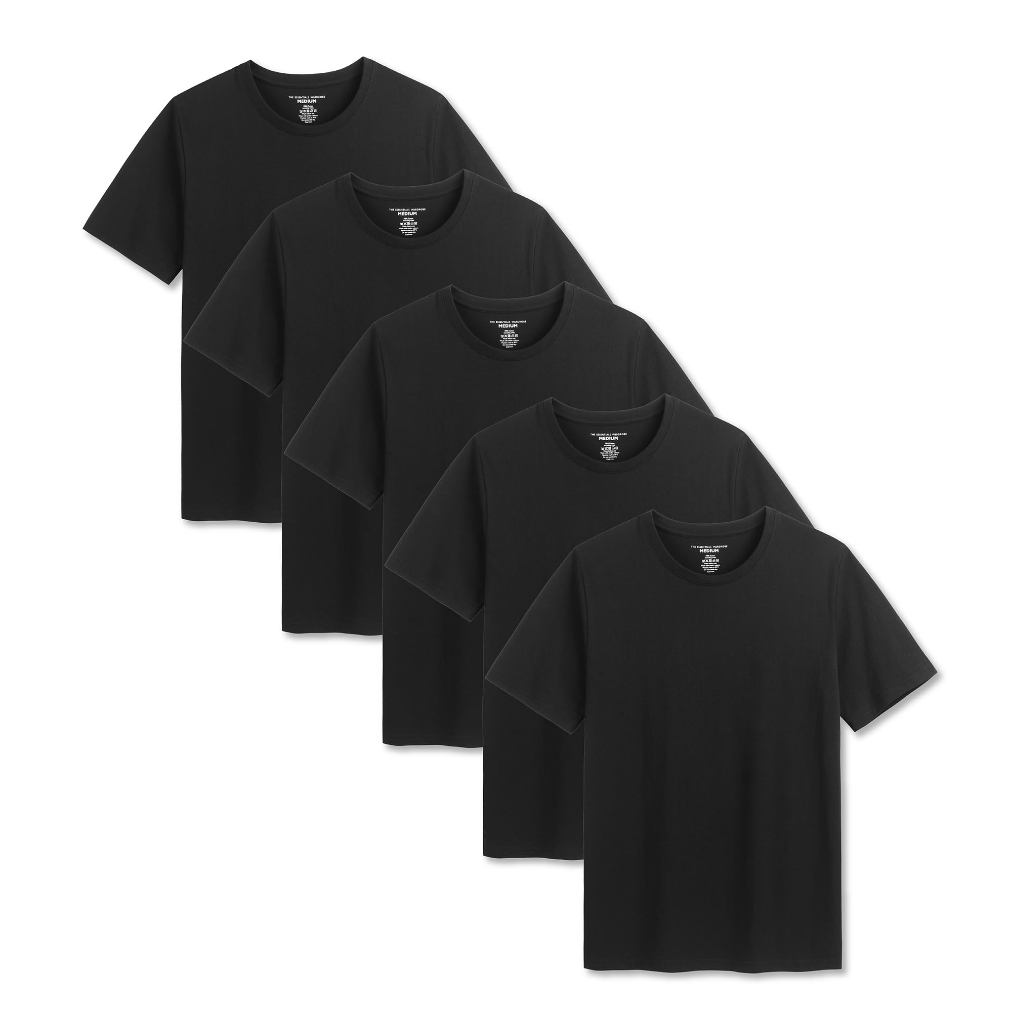 The Essentials Wardrobe Mens TEW 5 Pack T- Shirt - Black - XX Large